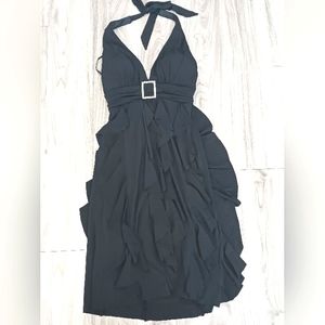 Betsy & Alex By Linda Bernell Black Ruffle Haltered Cocktail Dress Size 10 Women